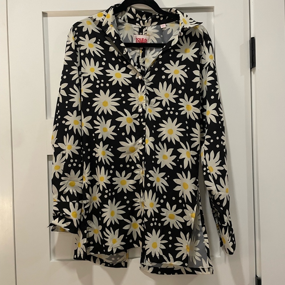 SOLID & STRIPED Black and White Floral Button Down Shirt